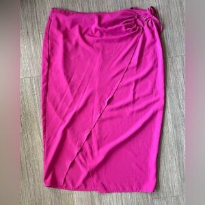 SHEIN Fuchsia Wrap Midi Skirt with Ring Detail